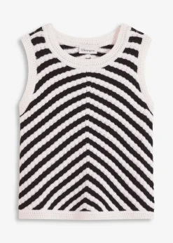 bonprix bonprix Top de punto Negro-blanco lana Outlet