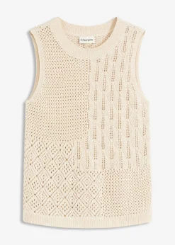bonprix bonprix Top de punto ajour con fibras metalizadas beige natural-oro metalizado Outlet