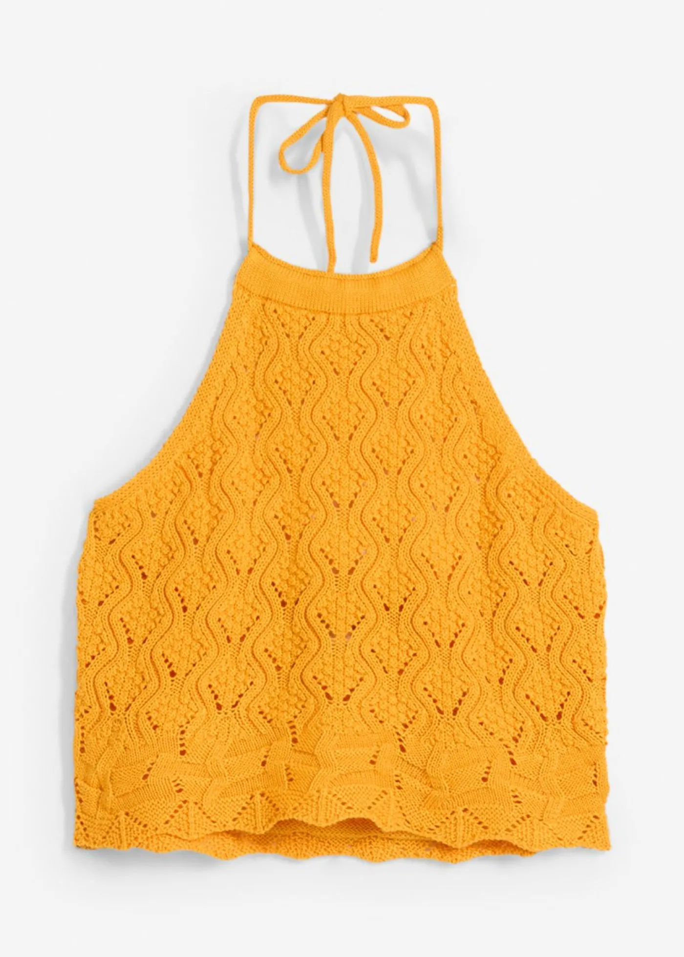 bonprix bonprix Top de punto anudado al cuello Amarillo-naranja New