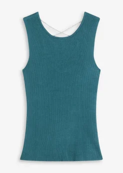 bonprix bonprix Top de punto con cinta brillante verde pimiento Outlet