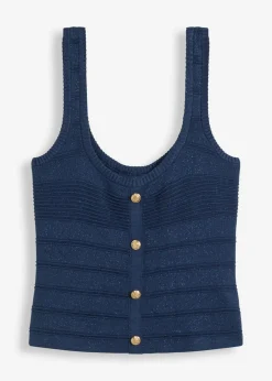 bonprix bonprix Top de punto con efecto metalizado Azul marino Outlet