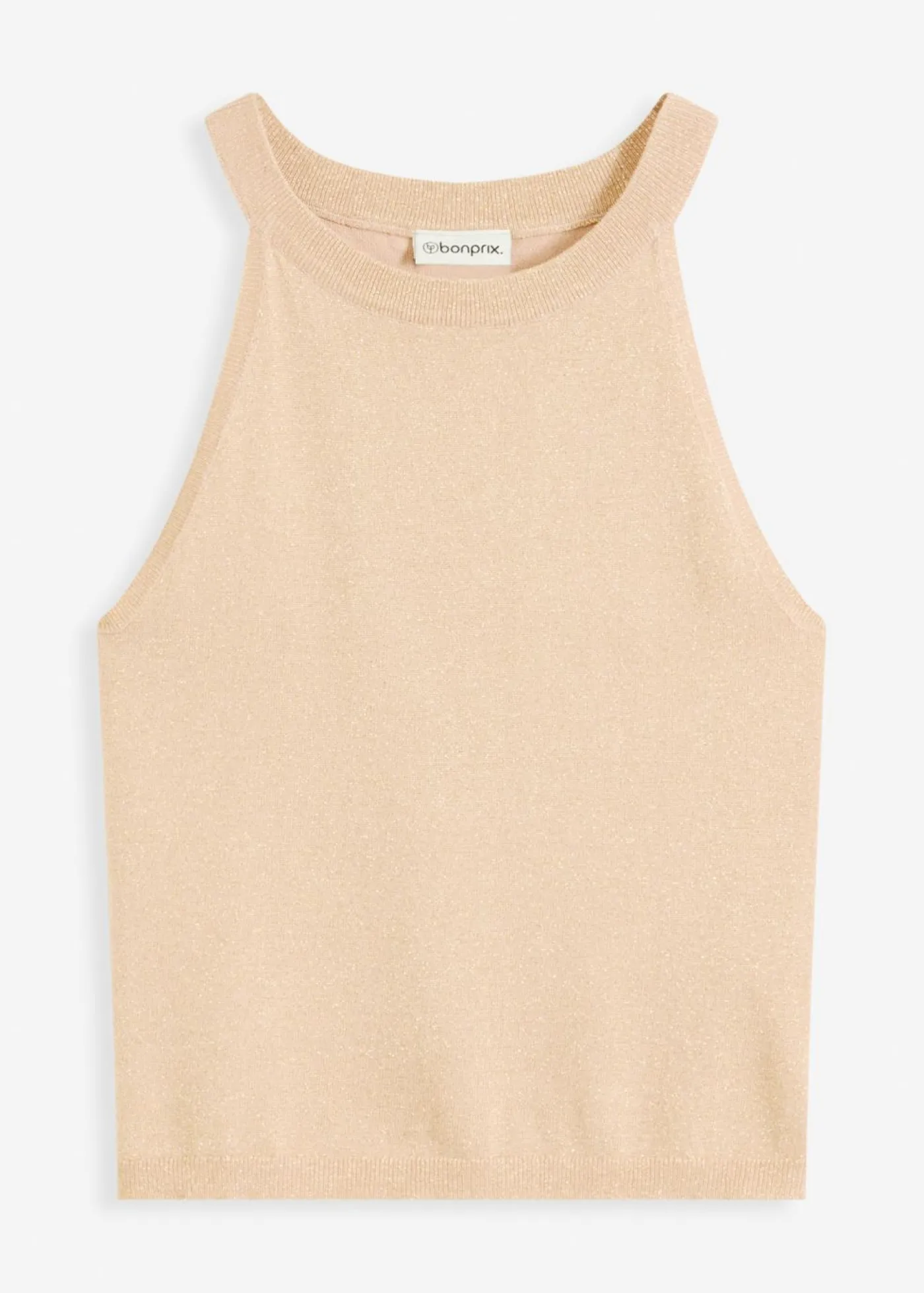 bonprix bonprix Top de punto con efecto metalizado beige mate-oro Clearance