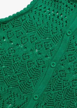 bonprix bonprix Top de punto con patrón de punto calado verde gema Clearance