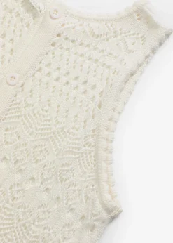 bonprix bonprix Top de punto con patrón de punto calado Blanco lana Clearance