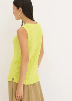 bonprix bonprix Top de punto de algodón con textura nudosa Amarillo cítrico New