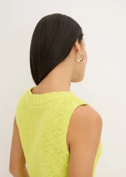 bonprix bonprix Top de punto de algodón con textura nudosa Amarillo cítrico New