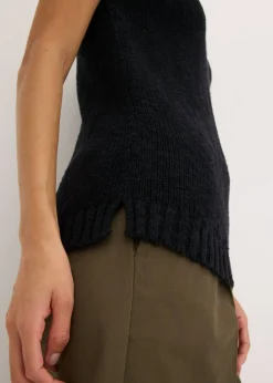 bonprix bonprix Top de punto de algodón con textura nudosa Negro New