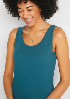 bonprix bonprix Top de punto de algodón orgánico puro Petróleo azul Hot