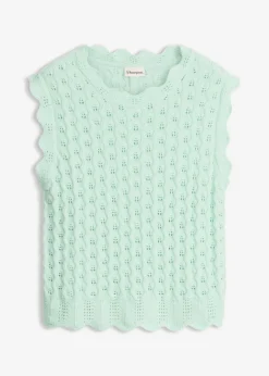 bonprix bonprix Top de punto de algodón puro Menta claro Discount