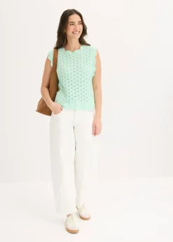 bonprix bonprix Top de punto de algodón puro Menta claro Discount