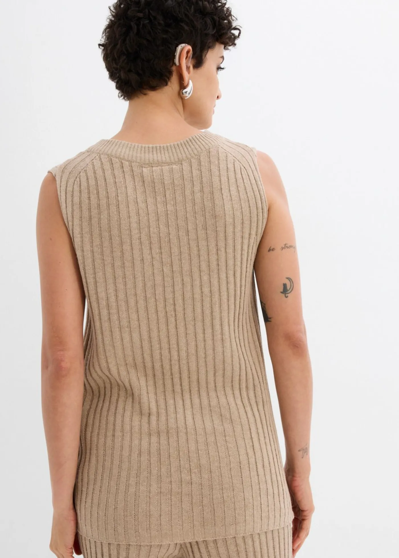 bonprix bonprix Top de punto de mezcla de viscosa beige-kaki Outlet