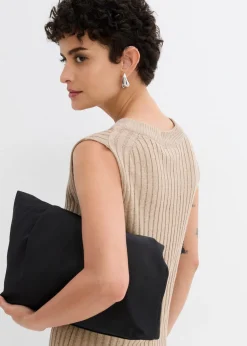 bonprix bonprix Top de punto de mezcla de viscosa beige-kaki Outlet