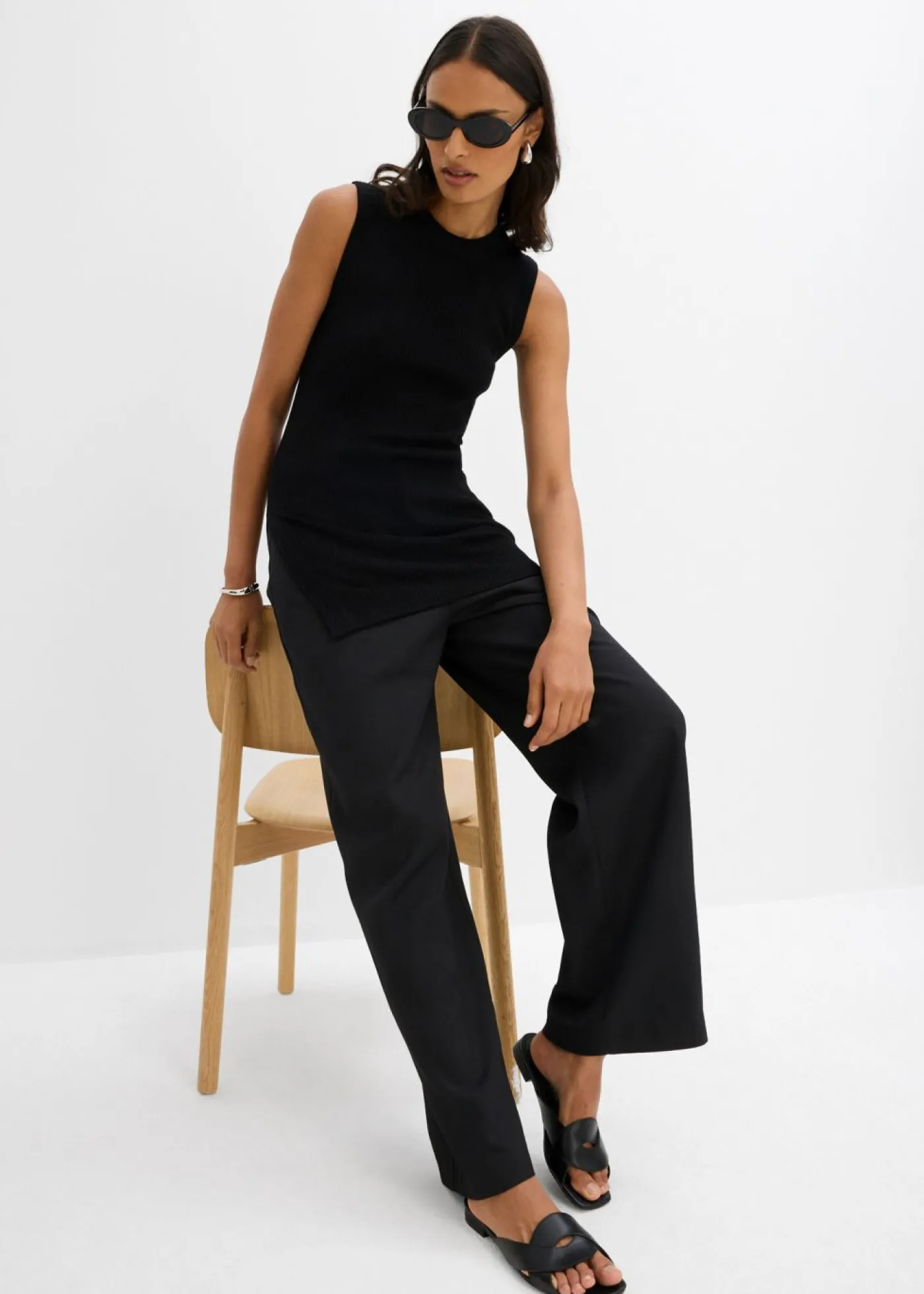 bonprix bonprix Top de punto de mezcla de viscosa Negro Online