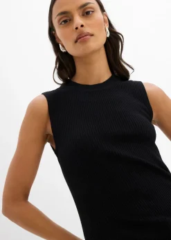 bonprix bonprix Top de punto de mezcla de viscosa Negro Online