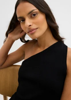 bonprix bonprix Top de punto de mezcla de viscosa con hombros al descubierto Negro Outlet