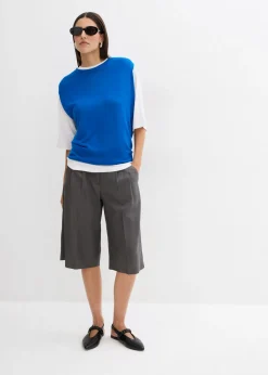 bonprix bonprix Top de punto de viscosa fina con forma abullonada Azur Online
