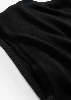 bonprix bonprix Top de punto de viscosa fina con forma abullonada Negro Outlet