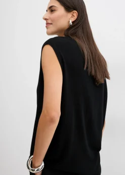 bonprix bonprix Top de punto de viscosa fina con forma abullonada Negro Outlet