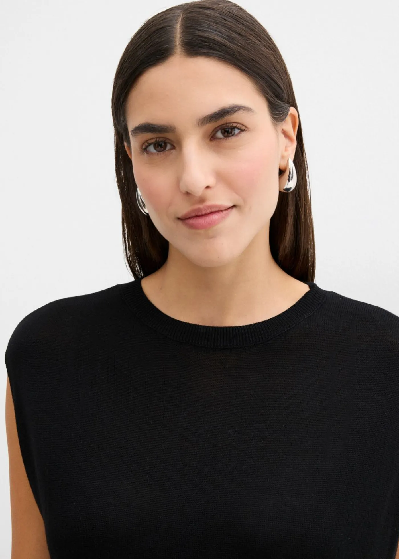 bonprix bonprix Top de punto de viscosa fina con forma abullonada Negro Outlet