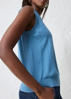 bonprix bonprix Top de punto fino con contenido de seda y cuello tipo polo verde mar New
