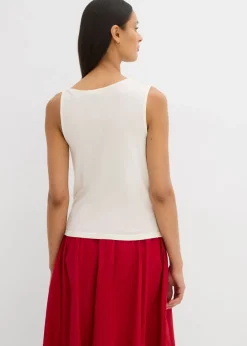 bonprix bonprix Top de punto ligero Blanco lana