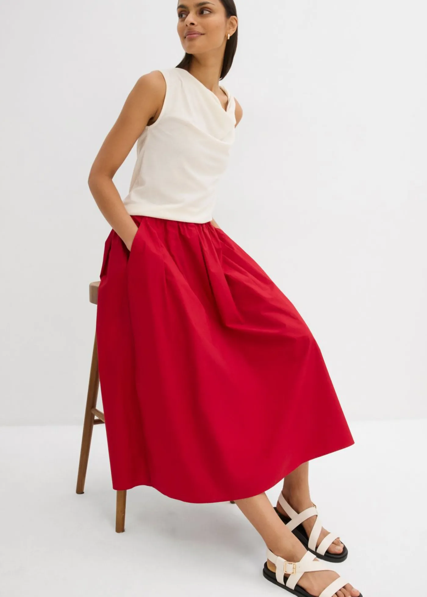 bonprix bonprix Top de punto ligero Blanco lana