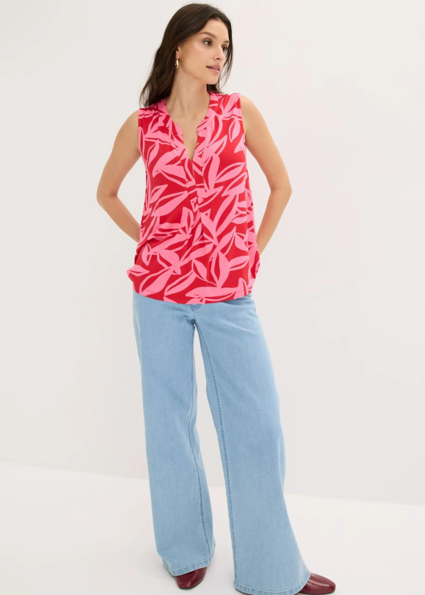 bonprix bonprix Top de suave mezcla de viscosa rojo / rosa caliente Outlet