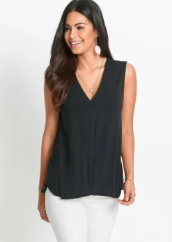 bonprix bonprix Top de suave mezcla de viscosa Negro Online