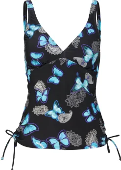 bonprix bonprix Top de tankini con cordones Negro-azul Discount