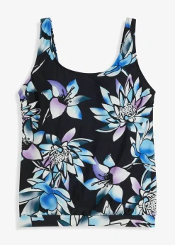bonprix bonprix Top de tankini oversize Negro-azul de flores