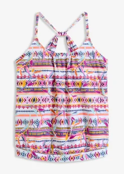 bonprix bonprix Top de tankini oversize blanco-lila con estampado gráfico Best