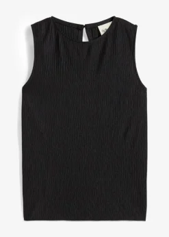 bonprix bonprix Top de tejido arrugado estructurado Negro Discount