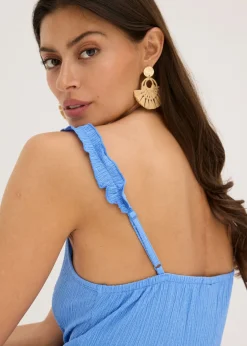 bonprix bonprix Top de tirantes finos con volantes azul provenzal Clearance