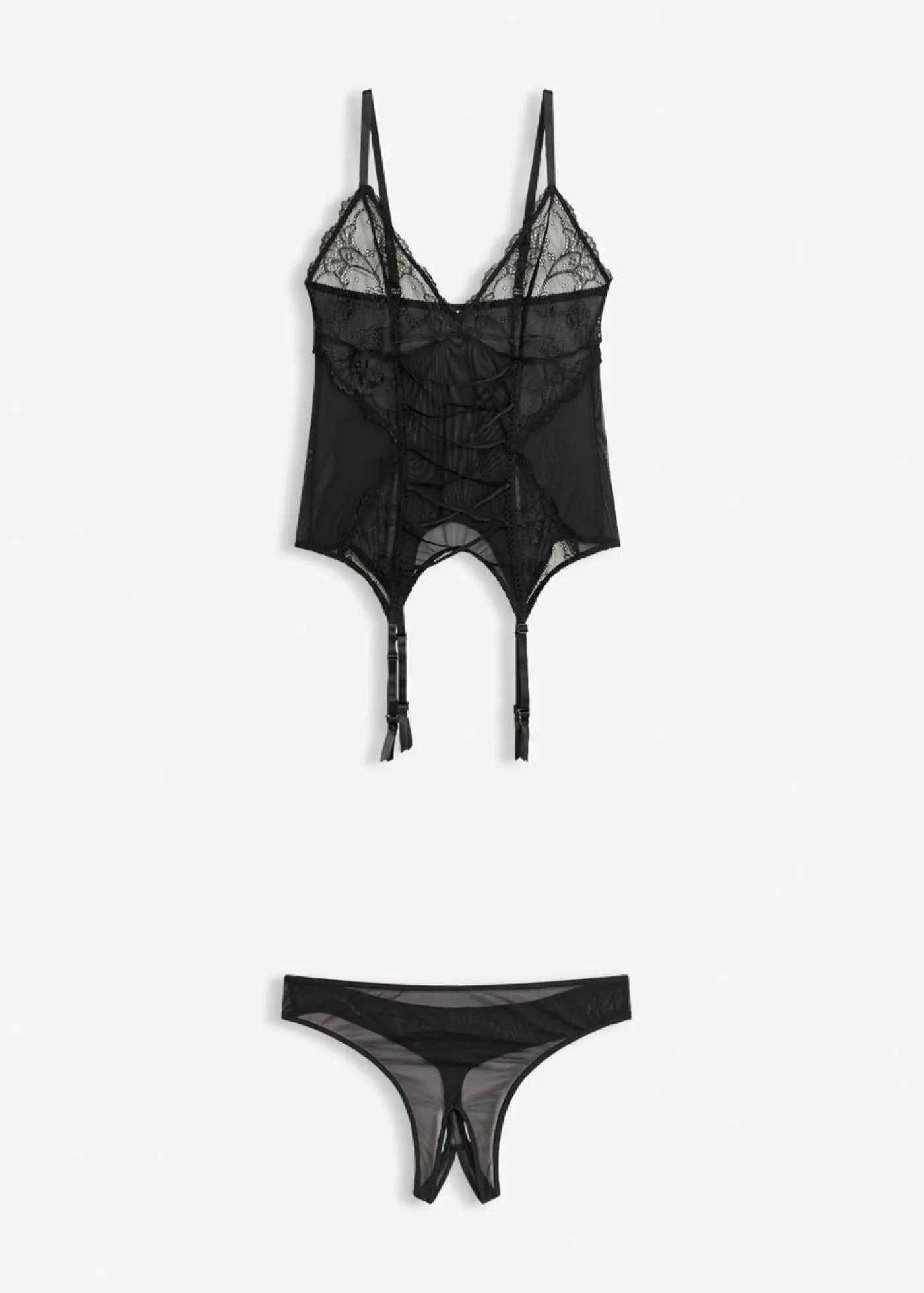 bonprix bonprix Top de tirantes y tanga con abertura (2 piezas) Negro