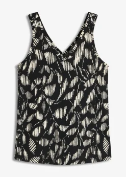 bonprix bonprix Top estampado de punto estructurado Negro-blanco Discount