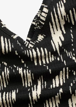 bonprix bonprix Top estampado de punto estructurado Negro-blanco Discount