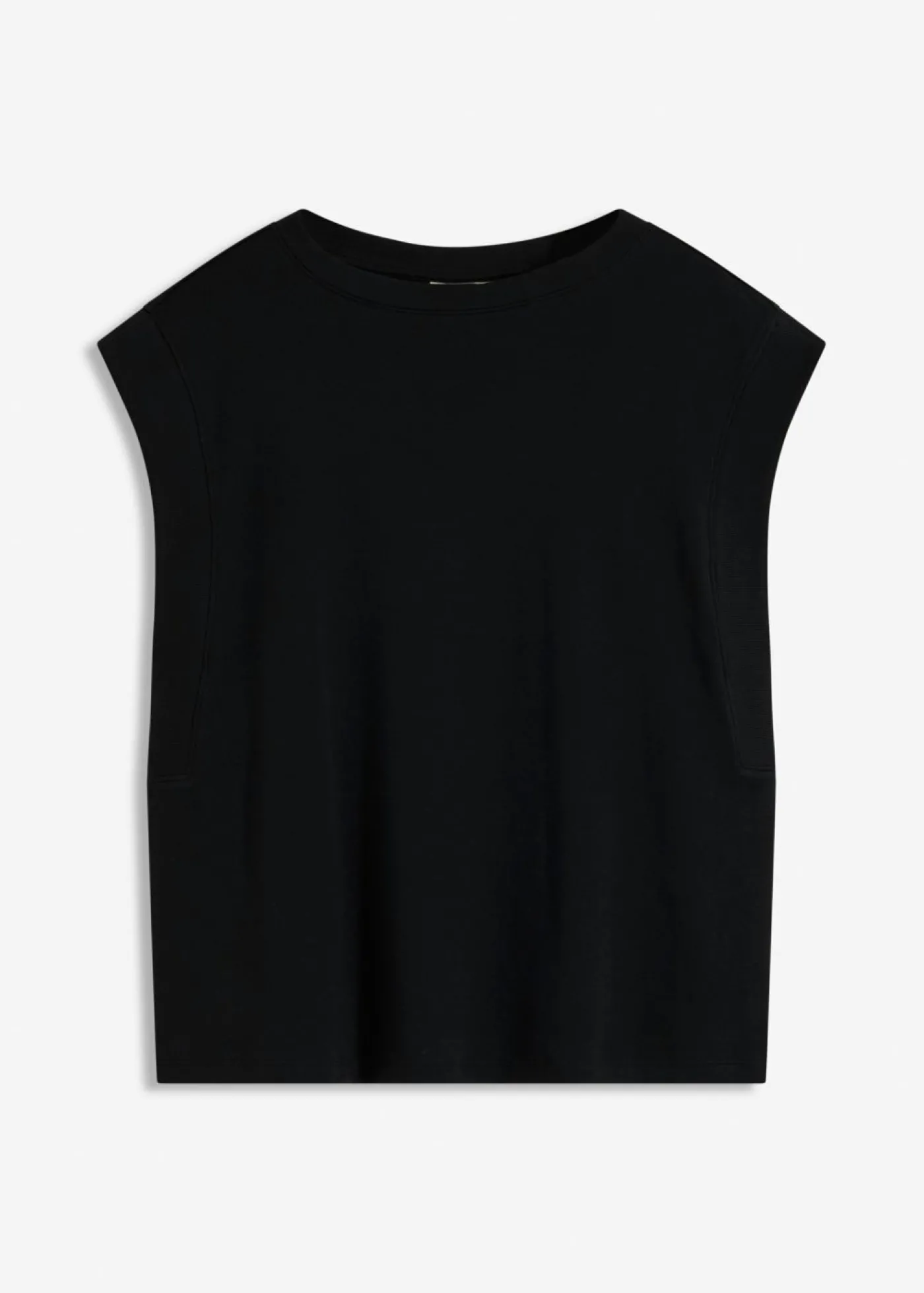 bonprix bonprix Top holgado con inserto de canalé en las mangas Negro Sale
