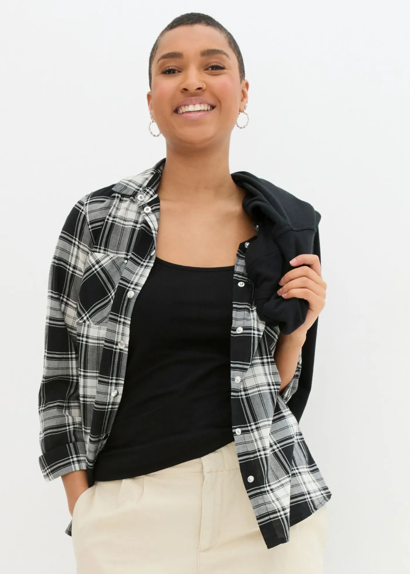 bonprix bonprix Top largo con tirantes finos de algodón (2 unidades) Negro Outlet