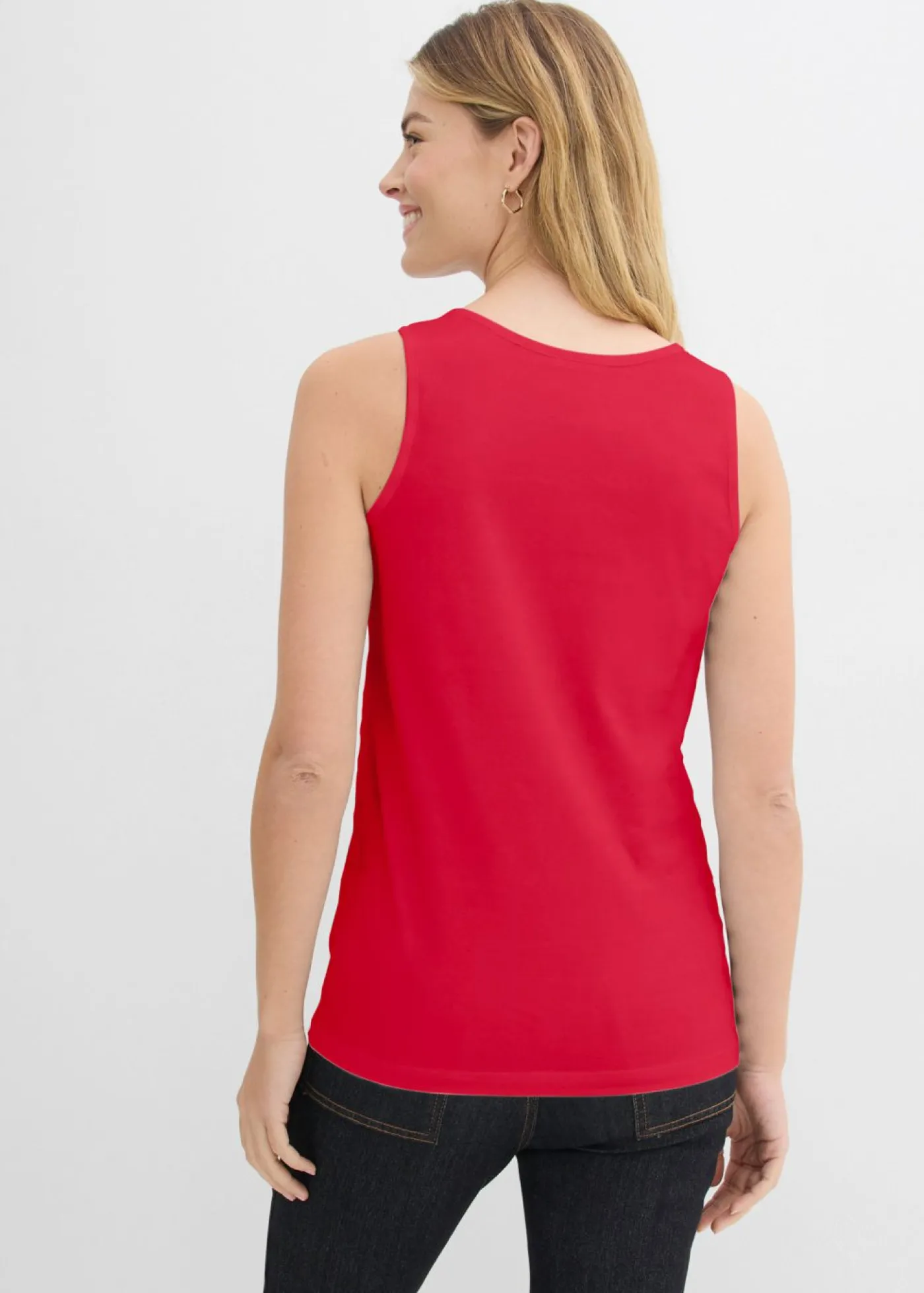 bonprix bonprix Top largo de algodón orgánico puro (5 unidades) Blanco/azul marino de rayas + rojo lava + azul claro Online