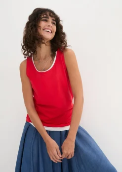 bonprix bonprix Top largo de algodón orgánico puro (5 unidades) fresa+blanco+gris claro moteado+azul marino+negro Discount