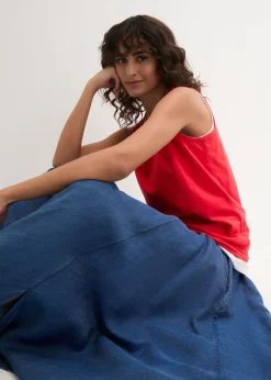 bonprix bonprix Top largo de algodón orgánico puro (5 unidades) fresa+blanco+gris claro moteado+azul marino+negro Discount
