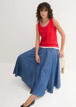 bonprix bonprix Top largo de algodón orgánico puro (5 unidades) fresa+blanco+gris claro moteado+azul marino+negro Discount