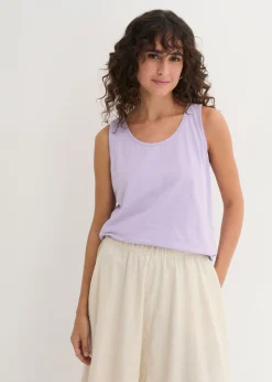 bonprix bonprix Top largo de algodón orgánico puro (5 unidades) lavanda + salvia fumé+ rosa pálido + negro + blanco Clearance