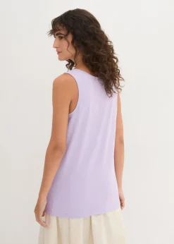bonprix bonprix Top largo de algodón orgánico puro (5 unidades) lavanda + salvia fumé+ rosa pálido + negro + blanco Clearance