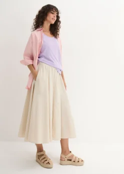 bonprix bonprix Top largo de algodón orgánico puro (5 unidades) lavanda + salvia fumé+ rosa pálido + negro + blanco Clearance