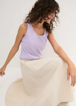 bonprix bonprix Top largo de algodón orgánico puro (5 unidades) lavanda + salvia fumé+ rosa pálido + negro + blanco Clearance