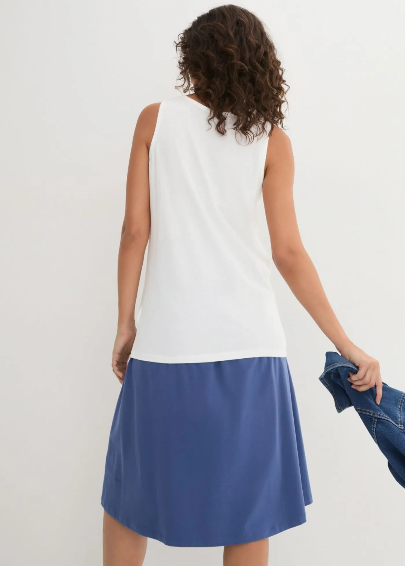 bonprix bonprix Top largo de algodón orgánico puro (5 unidades) Negro-blanco