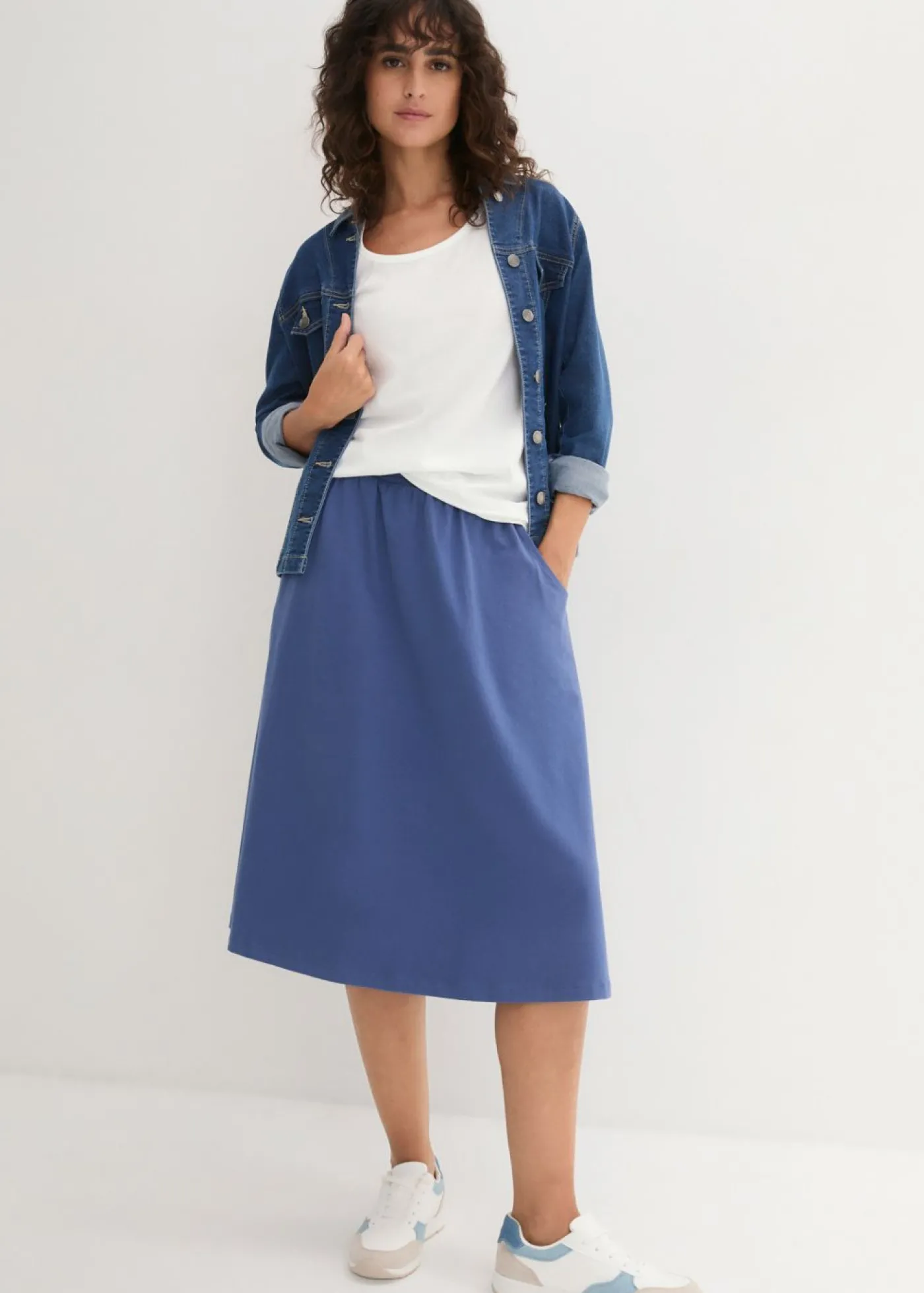 bonprix bonprix Top largo de algodón orgánico puro (5 unidades) Negro-blanco