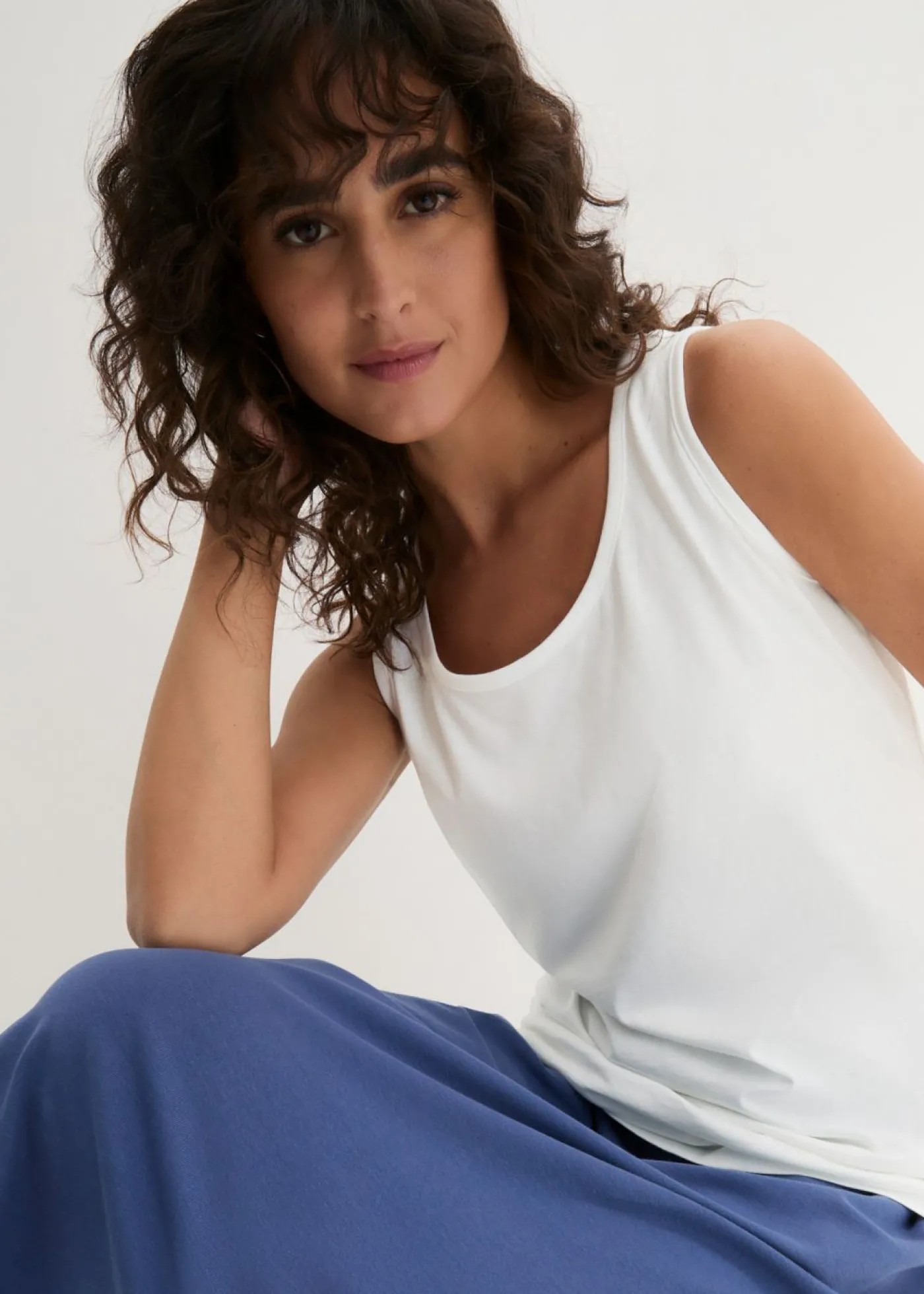 bonprix bonprix Top largo de algodón orgánico puro (5 unidades) Negro-blanco