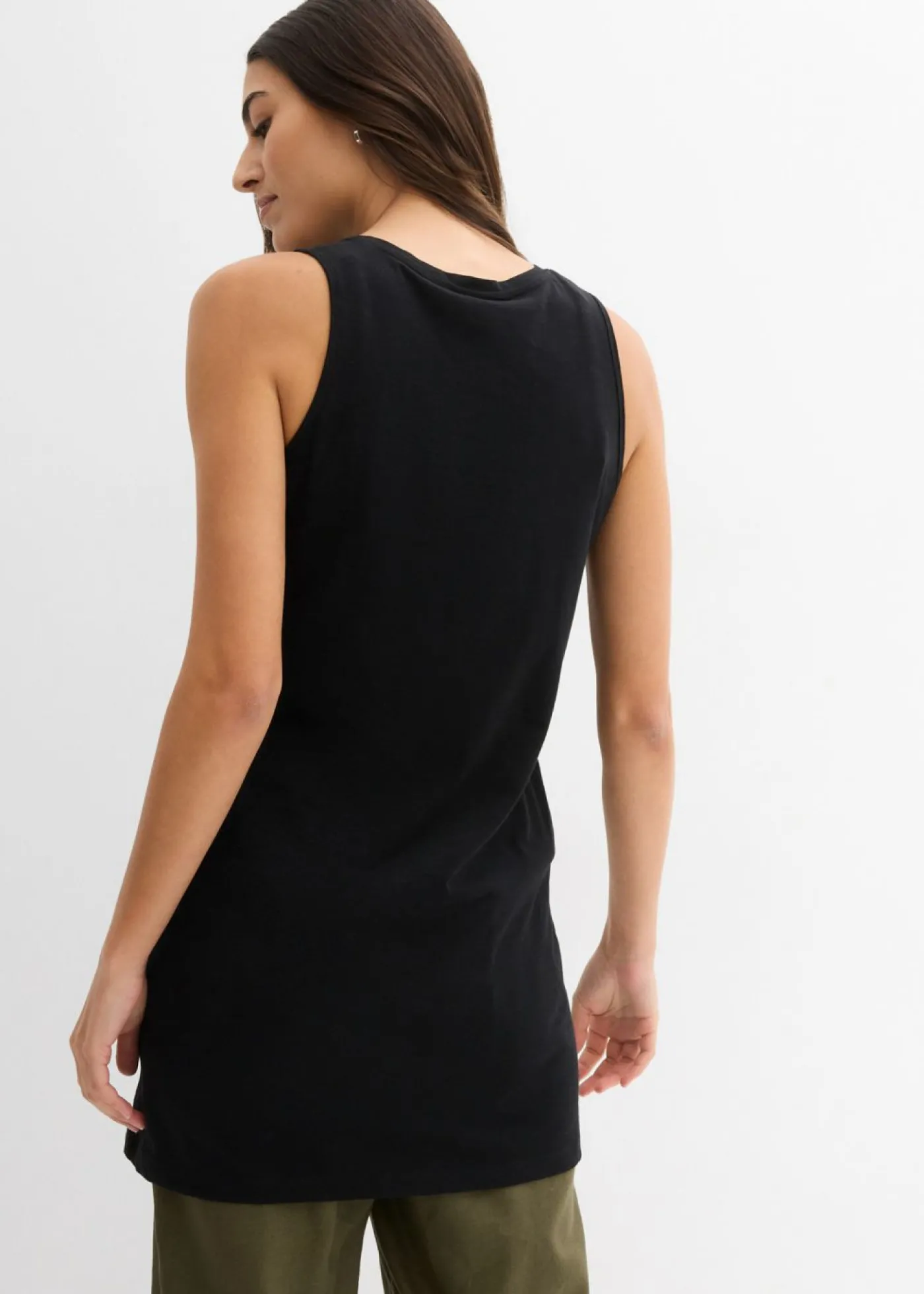 bonprix bonprix Top largo de algodón orgánico puro (2 unidades) Negro-melocotón Discount